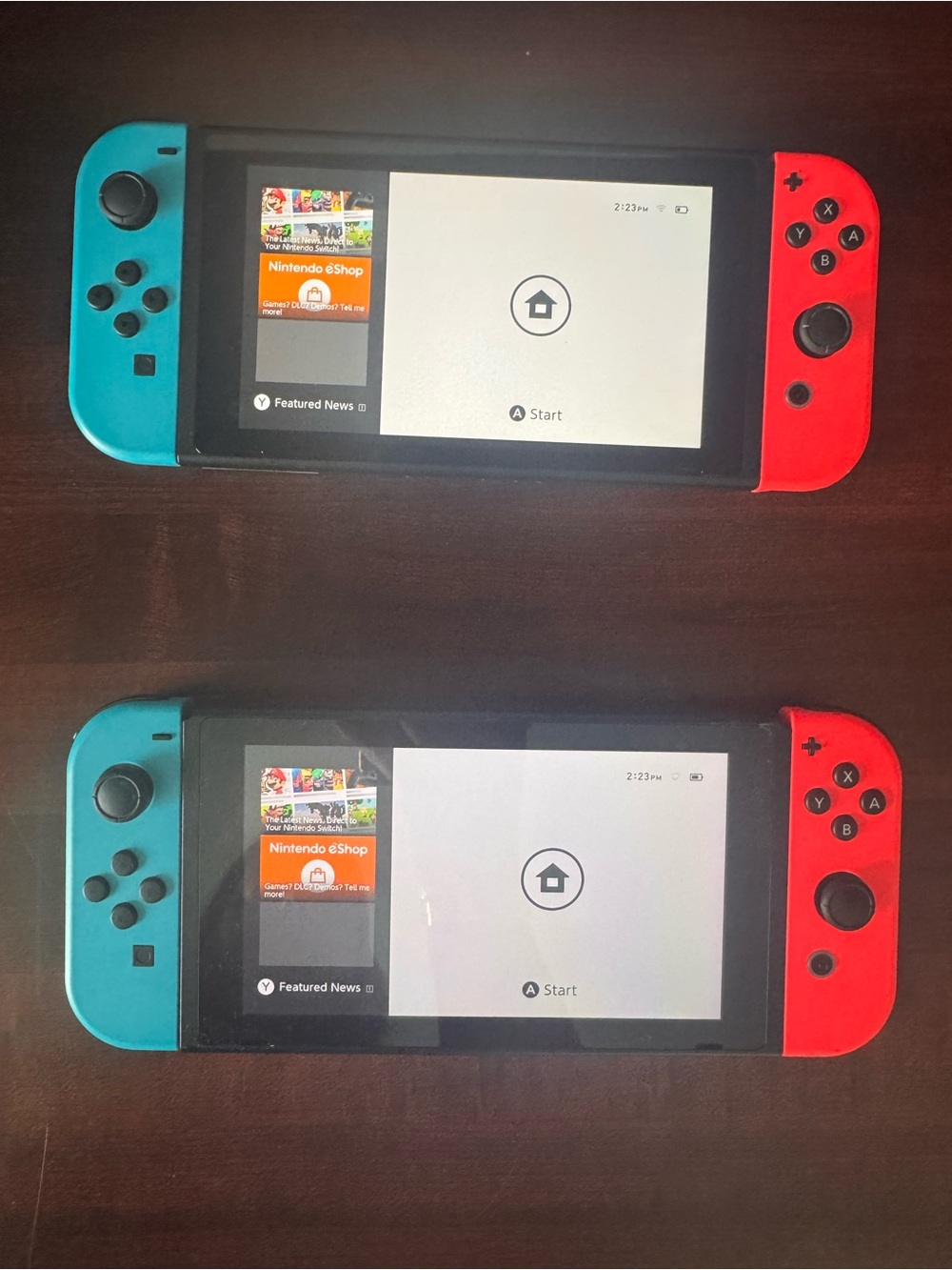 Nintendo Switch with Neon Blue Left and Neon Red Right Joy‑Con Pair